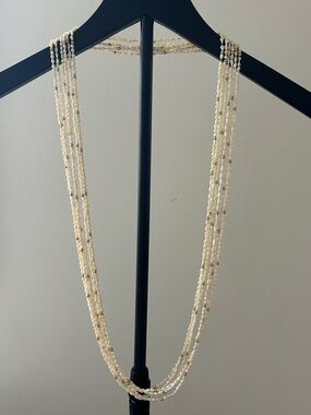 Genuine Freshwater Pearl Multi-Strand Necklace w/ 14K Gold Spacers